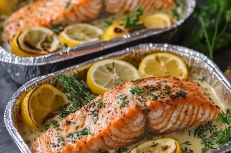 Creamy Garlic Herb Seafood Foil Packs – Easy Salmon Steaks Delight