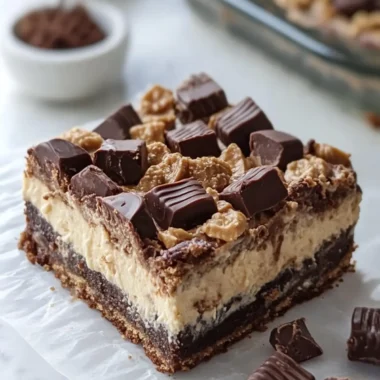 Decadent Peanut Butter Cup Brownie Cheesecake Bars You'll Love