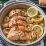 Slow Cooker Salmon & Shrimp Garlic Butter Feast