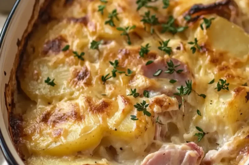 Slow Cooker Scalloped Potatoes and Chicken Ham