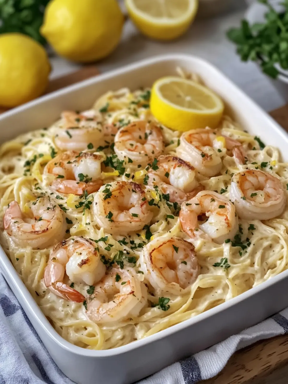 Lemon Garlic Shrimp Alfredo