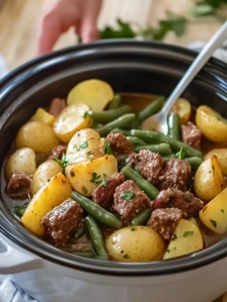 Crockpot Beef Smokies, Potatoes, and Green Beans Made Easy 2 Crockpot Beef Smokies, Potatoes, and Green Beans