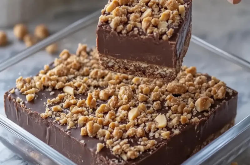 No-Bake Chocolate Peanut Crunch Fudge Squares