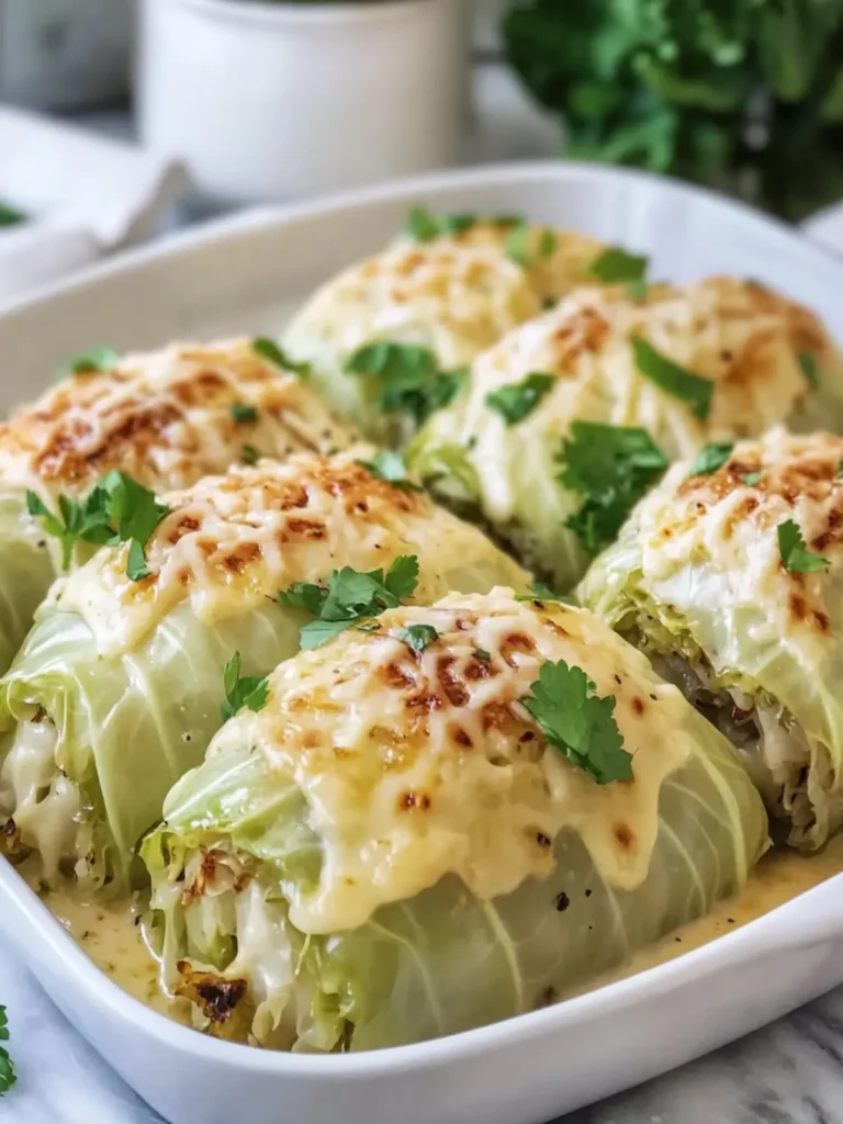 Creamy Garlic Parmesan Cabbage Rolls