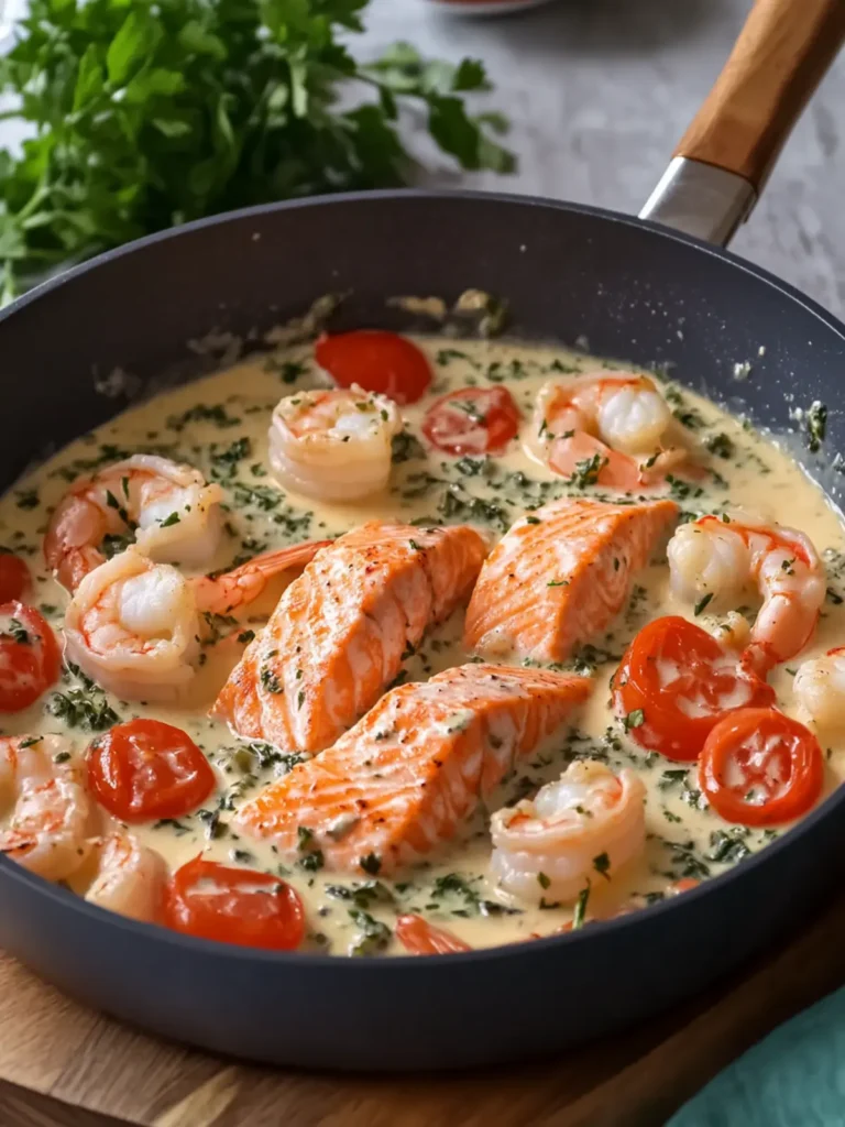 Creamy Tuscan Salmon and Shrimp Skillet You’ll Crave Forever 2 Tuscan Salmon and Shrimp Cream Skillet