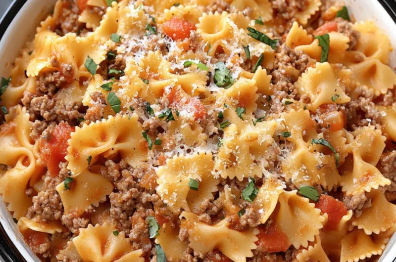 Crockpot Easy Pasta with Ground Meat and Cheese
