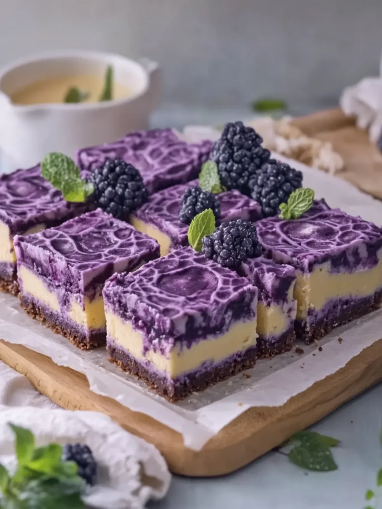 Delicious Ube Cheesecake Bars for a Sweet Vibrant Treat 2 Ube Cheesecake Bars
