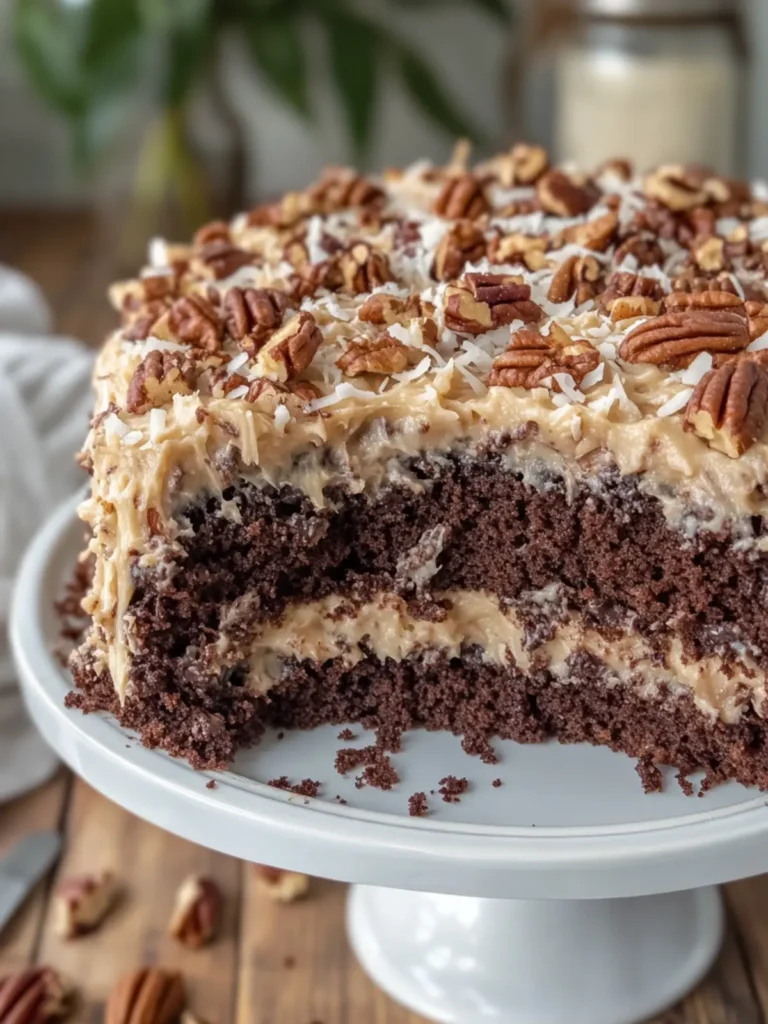 Decadent German Chocolate Cake with Coconut Pecan Frosting 4 German Chocolate Cake with Coconut Pecan Frosting