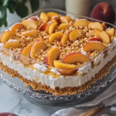 Peach Cobbler No-Bake Cheesecake That's Pure Bliss