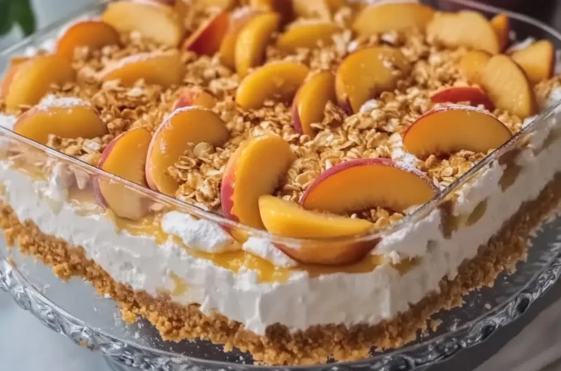 Peach Cobbler No-Bake Cheesecake