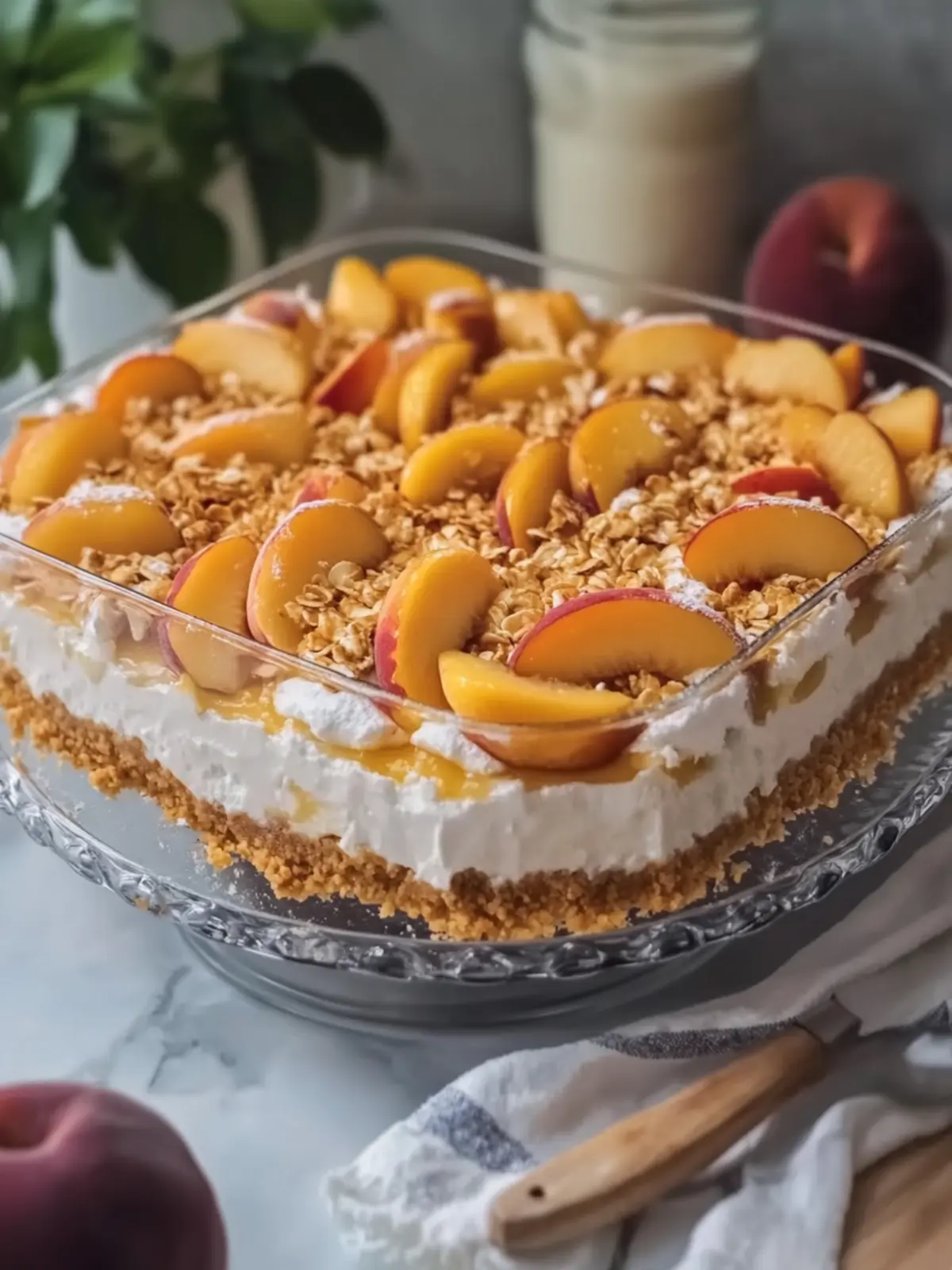 Peach Cobbler No-Bake Cheesecake