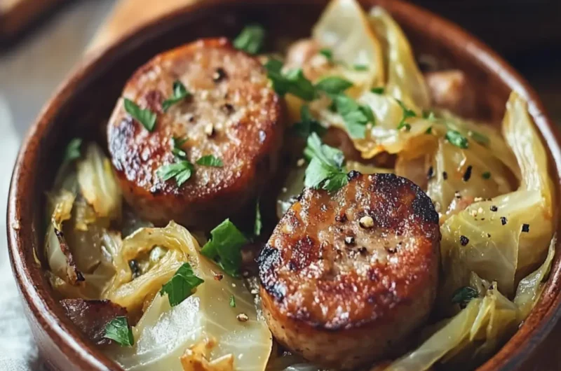 Slow Cooker 4 Ingredient Sausage and Cabbage