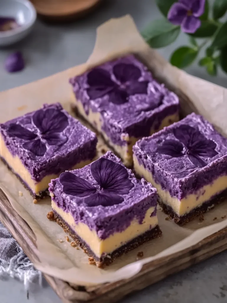 Delicious Ube Cheesecake Bars for a Sweet Vibrant Treat 3 Ube Cheesecake Bars