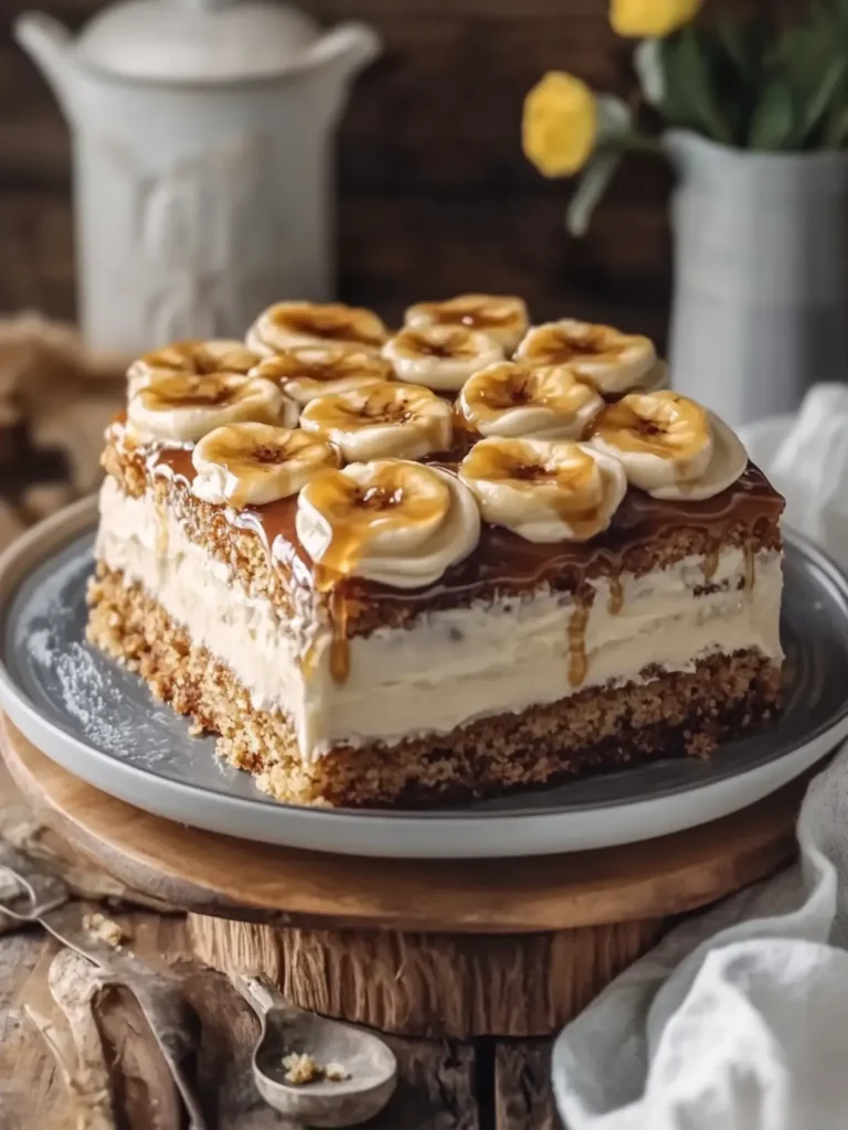 Brown Butter Banana Cake with Vanilla Frosting & Salted Caramel Magic 4 Brown Butter Banana Cake with Vanilla Frosting & Salted Caramel Casserole