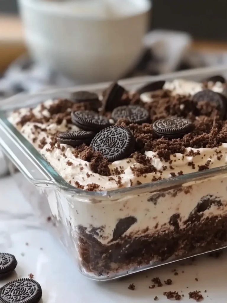No-Bake Oreo Dirt Cake Casserole