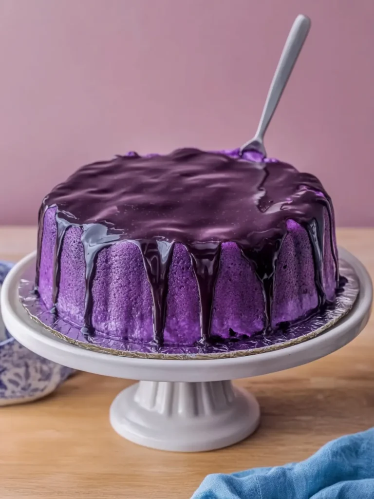Decadent Steamed Ube Chiffon Cake with Chocolate Ube Glaze 2 Steamed Ube Chiffon Cake with Chocolate Ube Glaze