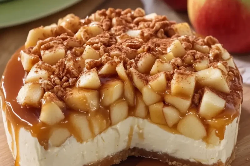 Caramel Apple Pie Cheesecake with Creamy Cinnamon Vanilla Cheesecake