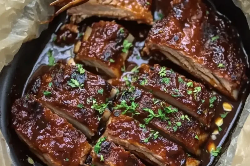 Slow Cooker Sticky, Caramelized BBQ Beef Ribs