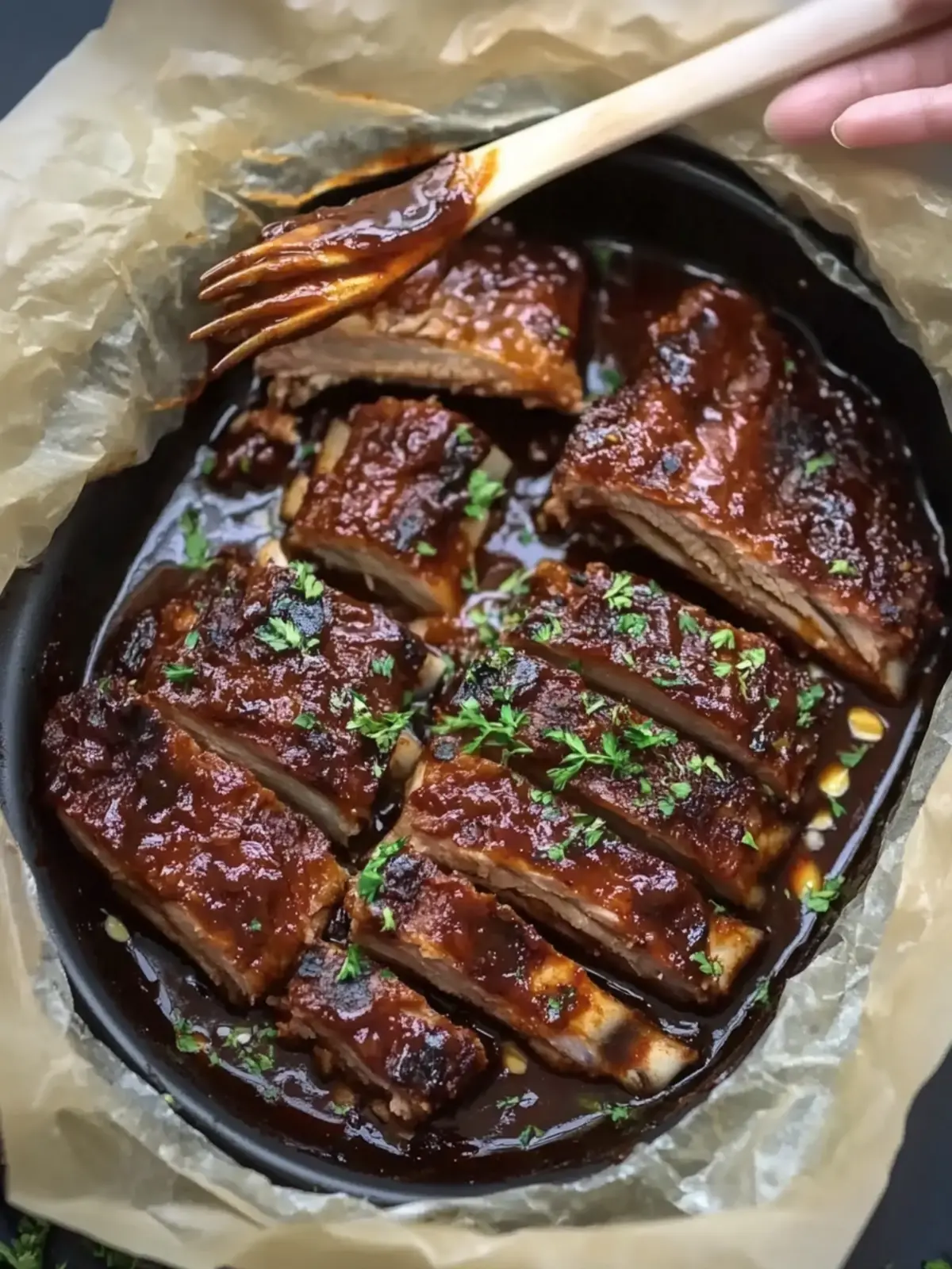 Slow Cooker Sticky, Caramelized BBQ Beef Ribs