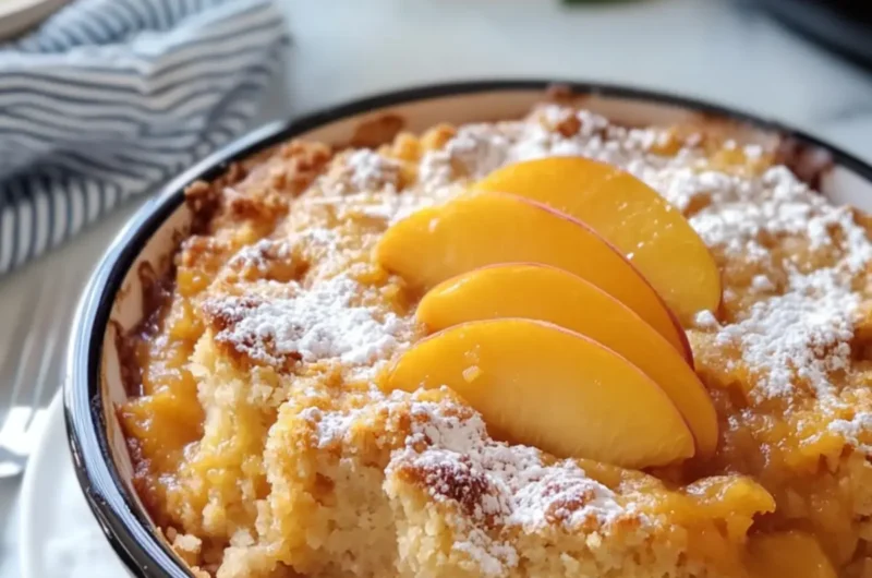 Crockpot Peach Cobbler Cake