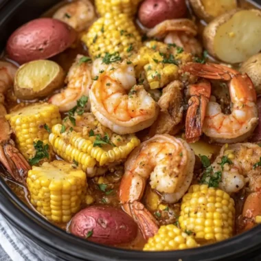 Savory Slow Cooker Garlic Butter Shrimp Boil with Corn & Potatoes 7 Savory Slow Cooker Garlic Butter Shrimp Boil with Corn & Potatoes