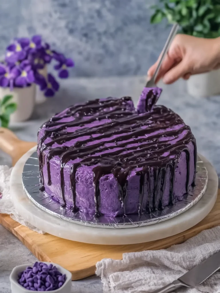 Decadent Steamed Ube Chiffon Cake with Chocolate Ube Glaze 3 Steamed Ube Chiffon Cake with Chocolate Ube Glaze