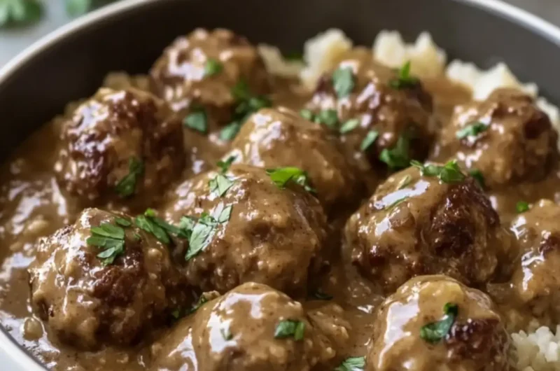Crockpot Creamy Salisbury Steak Meatballs