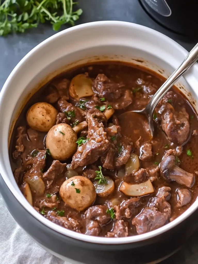 Melt-in-Your-Mouth Slow Cooker Red Wine Beef & Mushrooms 4 Slow Cooker Red Wine Beef & Mushrooms