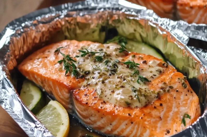 Creamy Garlic Herb Seafood Foil Packs – Easy Salmon Steaks Delight