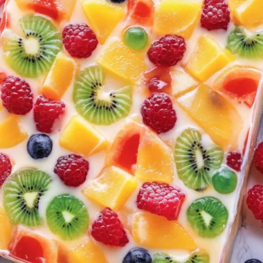 Delicious No-Bake Jelly Fruit Cake in a Rectangular Pan 7 Delicious No-Bake Jelly Fruit Cake in a Rectangular Pan