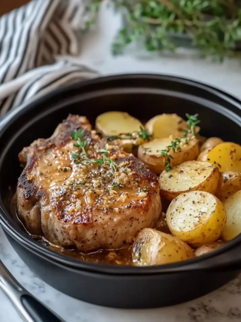 Melt-in-Your-Mouth Slow Cooker Garlic Butter Pork Chops & Potatoes 3 Slow Cooker Garlic Butter Pork Chops & Potatoes
