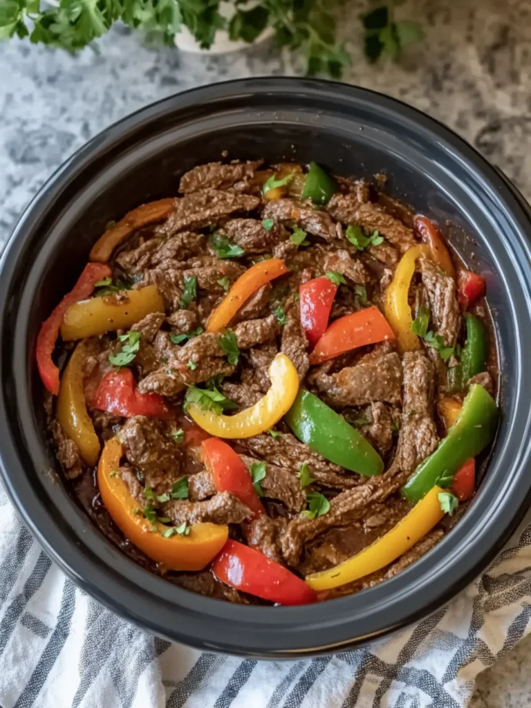 Crockpot Pepper Steak with Juicy Beef and Sweet Peppers Delight 2 Crockpot Pepper Steak Loaded with Juicy Beef, Sweet Peppers and Onions
