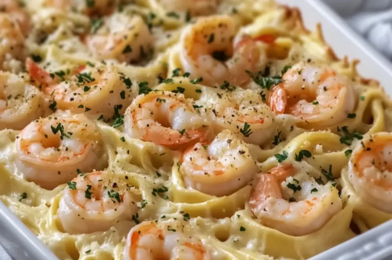 Shrimp Scampi Tortellini Bake