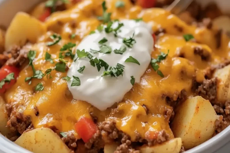 Crockpot Cheesy Taco Potatoes