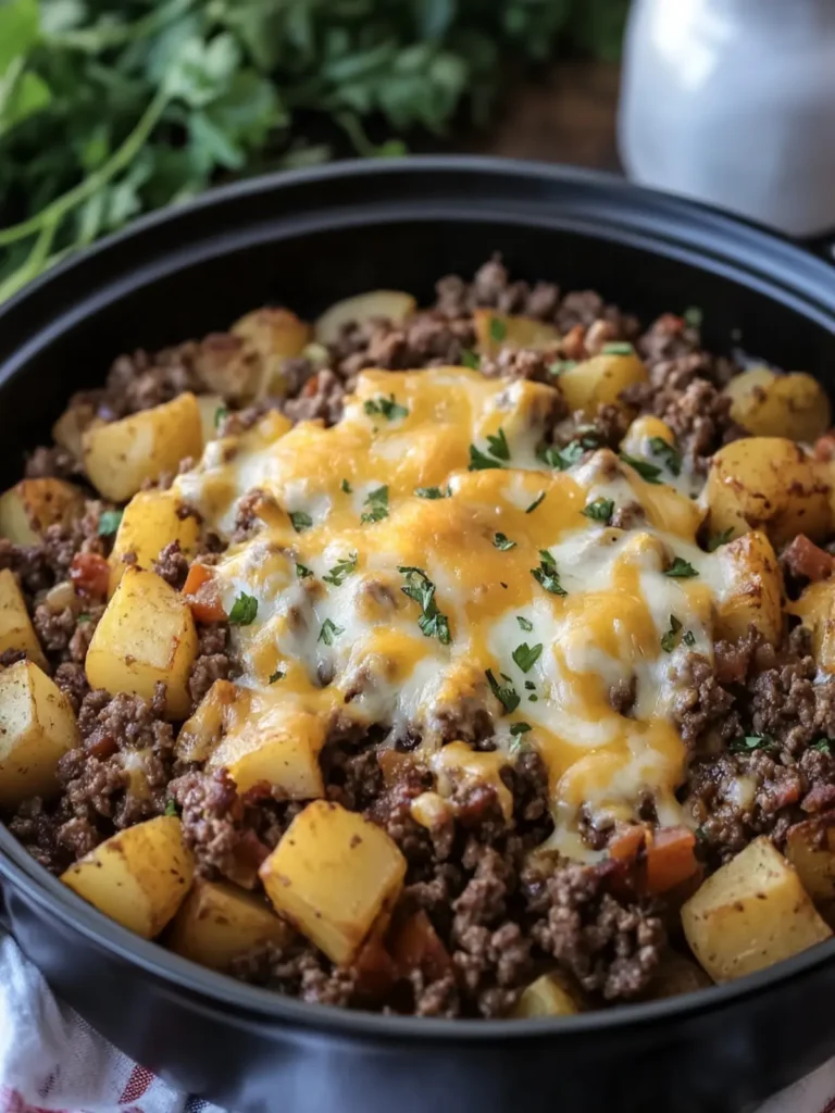 Cheesy Ground Beef and Potato Hash