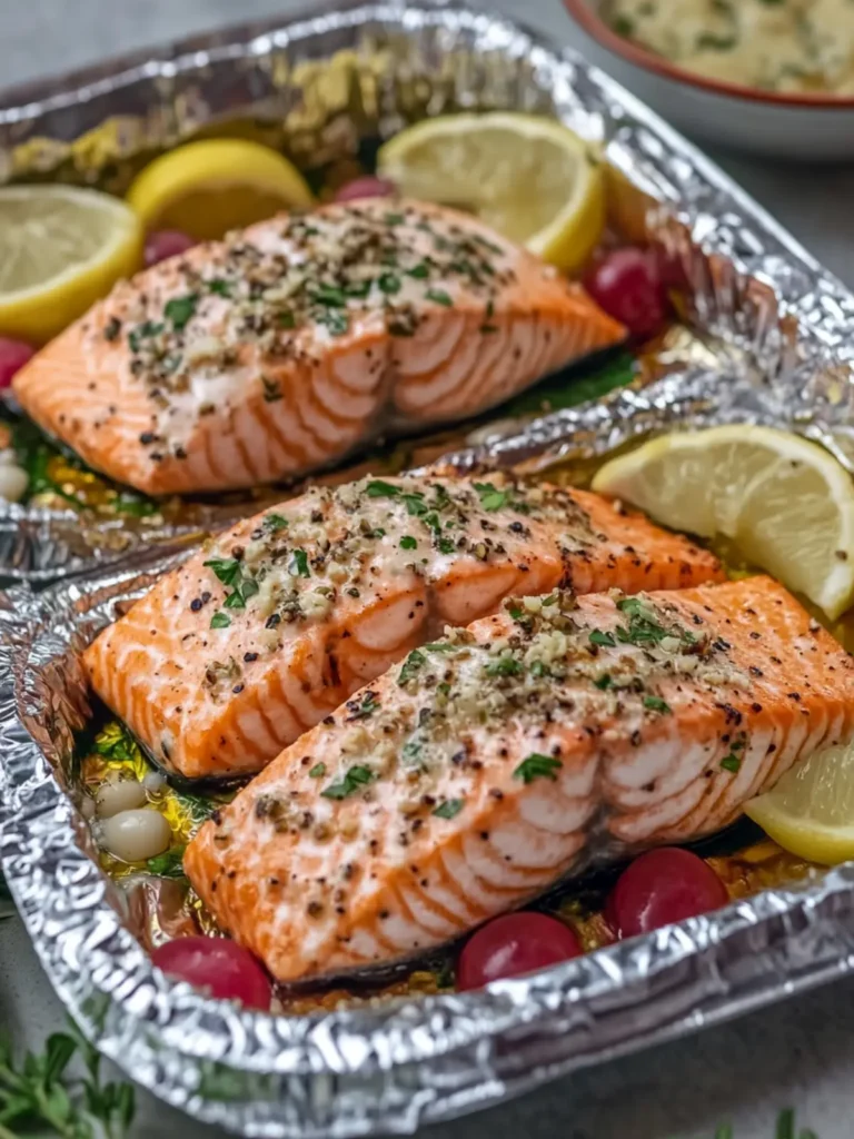 Creamy Garlic Herb Seafood Foil Packs – Easy Salmon Steaks Delight