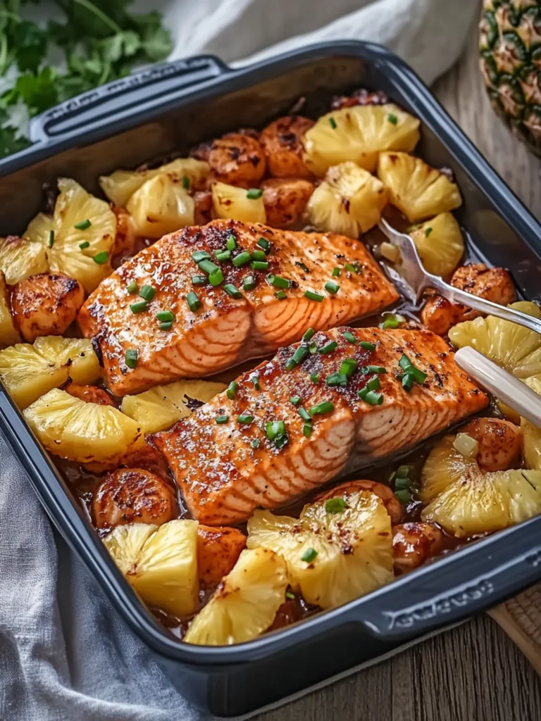 Pineapple Teriyaki Salmon Seafood Bake for a Flavorful Feast 4 Pineapple Teriyaki Salmon Seafood Bake
