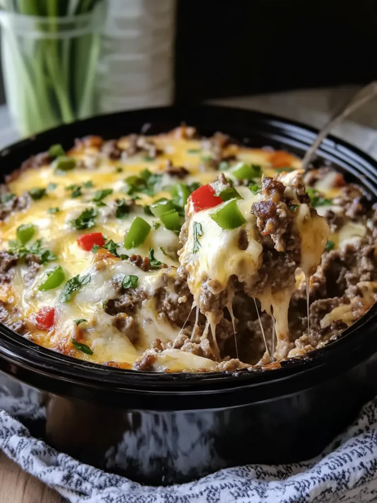 Crockpot Philly Cheesesteak Casserole