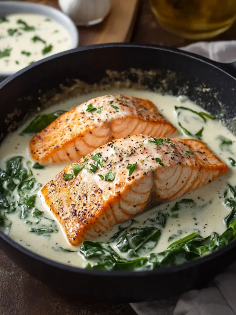 Indulge in Creamy Boursin Salmon with Spinach Tonight! 3 Creamy Boursin Salmon with Spinach