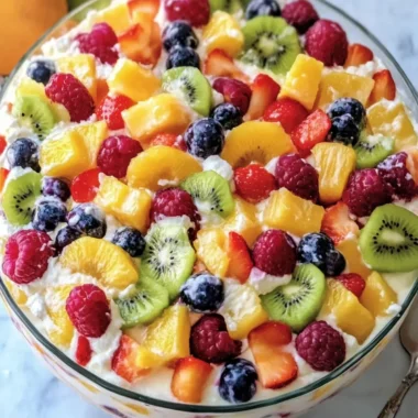 Rainbow Fruit Cheesecake Salad That Brightens Your Day!