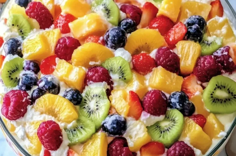 Rainbow Fruit Cheesecake Salad