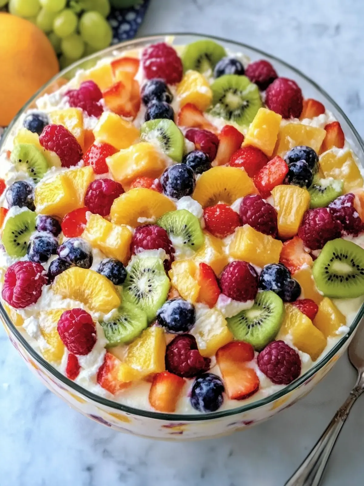 Rainbow Fruit Cheesecake Salad
