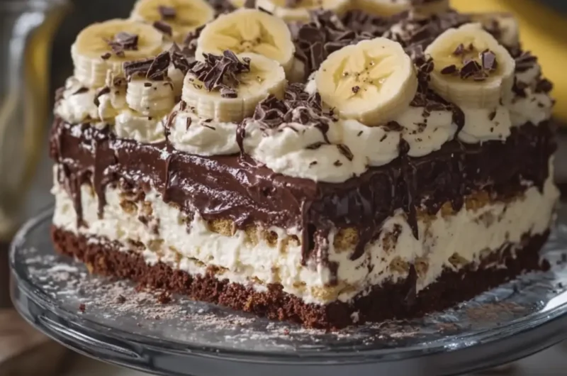 Chocolate Banana Cream Pudding Cake