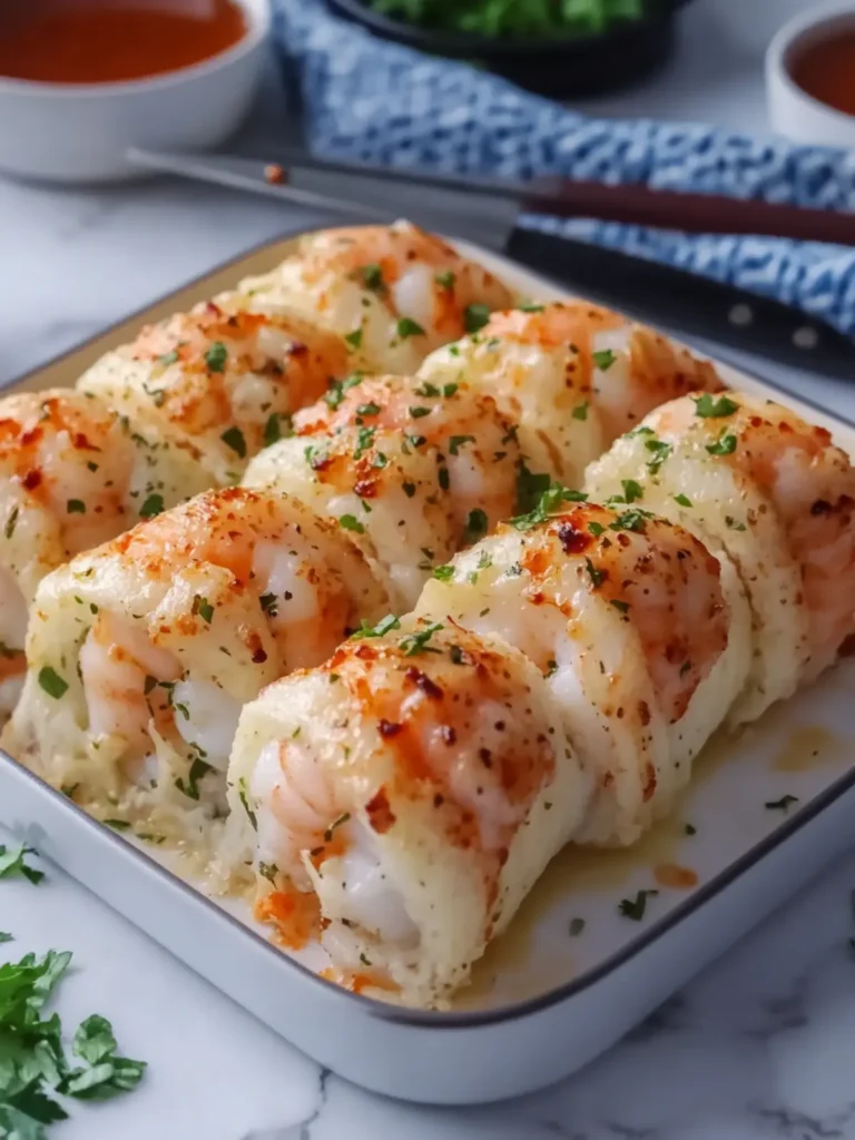 Cheesy Garlic Shrimp Roll Ups