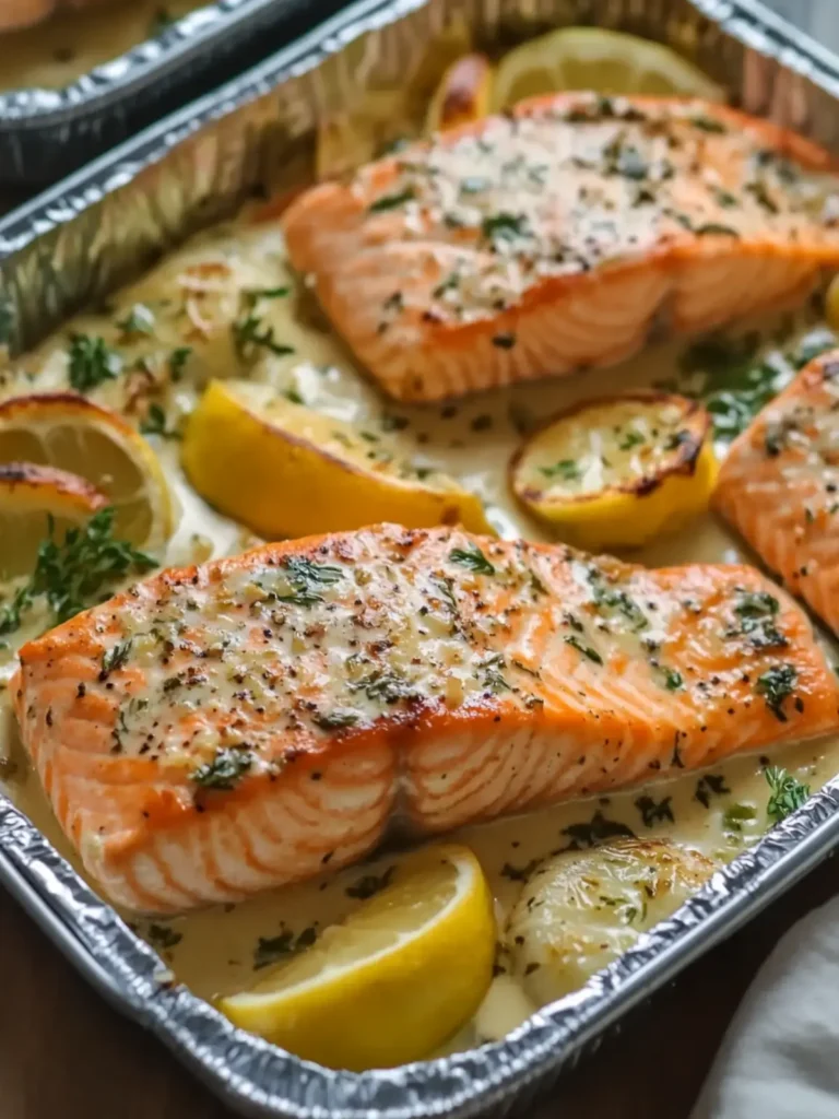 Creamy Garlic Herb Seafood Foil Packs – Easy Salmon Steaks Delight