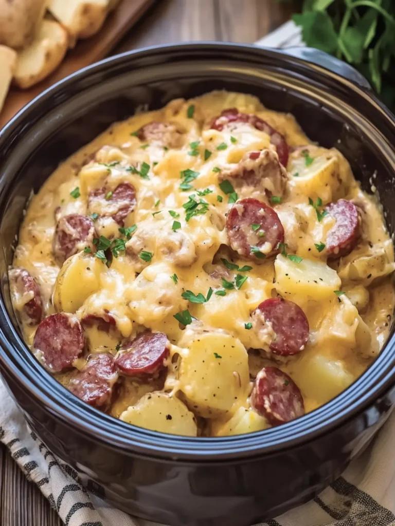 Creamy Crockpot Cheesy Potatoes and Beef Kielbasa Delight 2 Creamy Crockpot Cheesy Potatoes and Beef Kielbasa Favorite