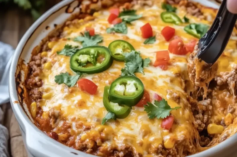 Crockpot Beef Enchilada Casserole