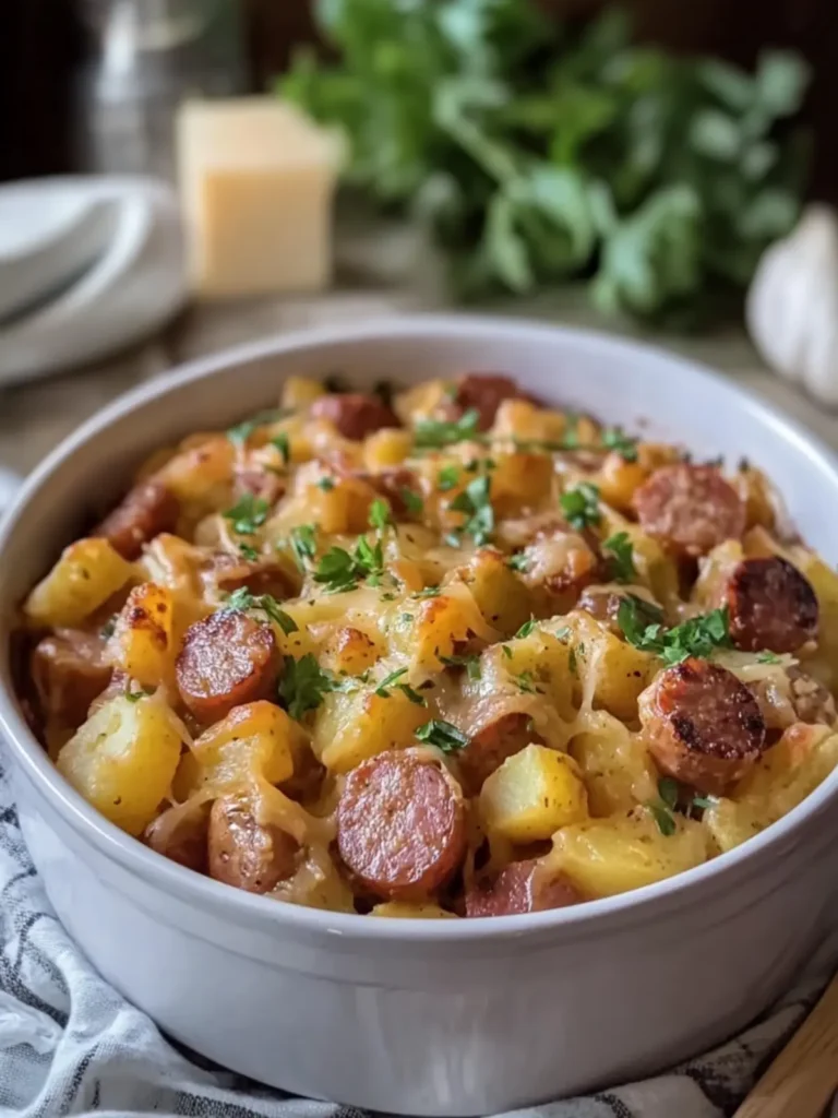Crockpot Mississippi Kielbasa & Cheesy Potatoes