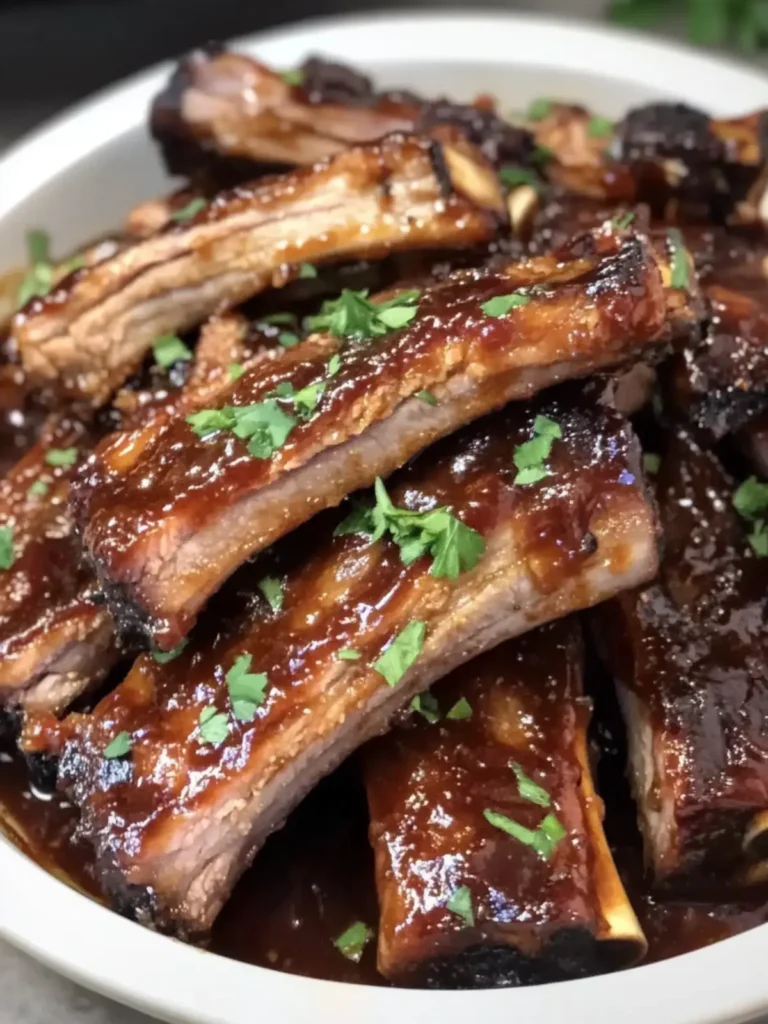 Slow Cooker Sticky, Caramelized BBQ Beef Ribs