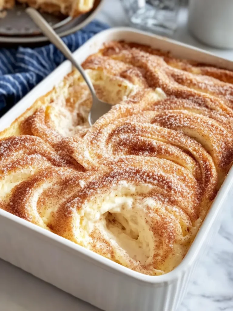 Cinnamon-Sugar Hawaiian Cheesecake Swirls in a Casserole Dish